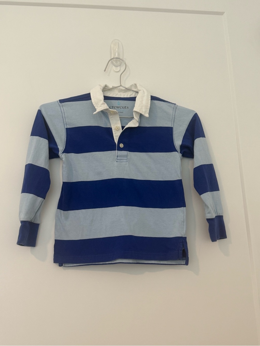 Crewcuts Light Blue and Navy Striped Rugby Polo
